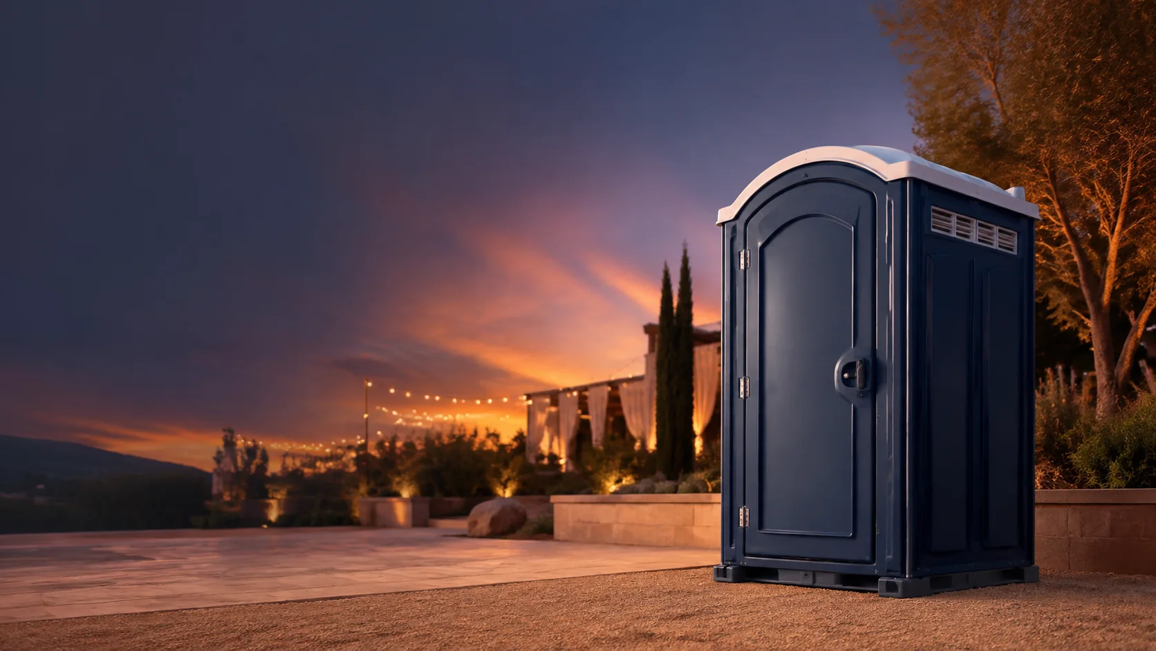 Portable restroom shown for rental planning in New York, NY